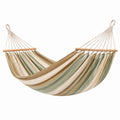 Amaca in cotone con barre di legno verde e beige 200x150 cm