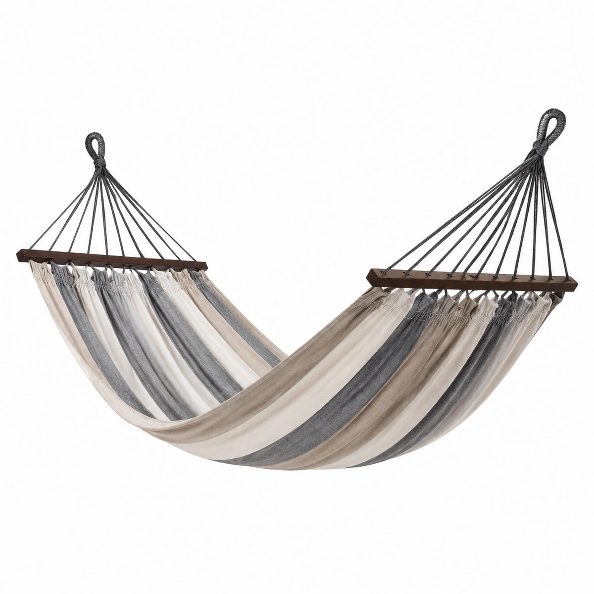 Amaca in Tessuto a Strisce Beige e Grigio 200x150 cm