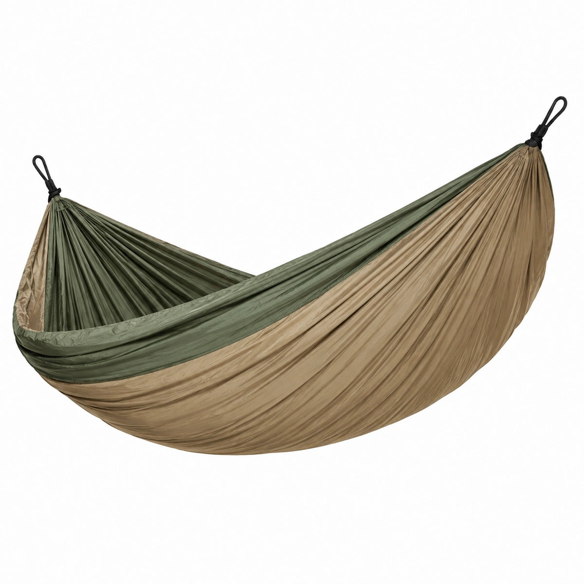 Amaca doppia in nylon verde e beige 270x140 cm