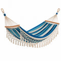 Amaca in Cotone e Poliestere a Righe Blu e Bianco con Frange