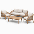 Set di mobili da giardino in legno con cuscini beige