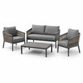 Set salotto da esterno in metallo grigio con cuscini