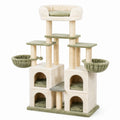 Albero Tiragraffi per Gatti in Peluche Beige e Verde con Cesti