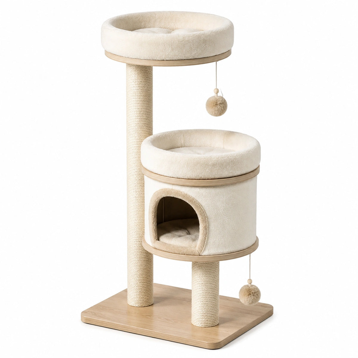 Tiragraffi per Gatti in Legno e Sisal Beige