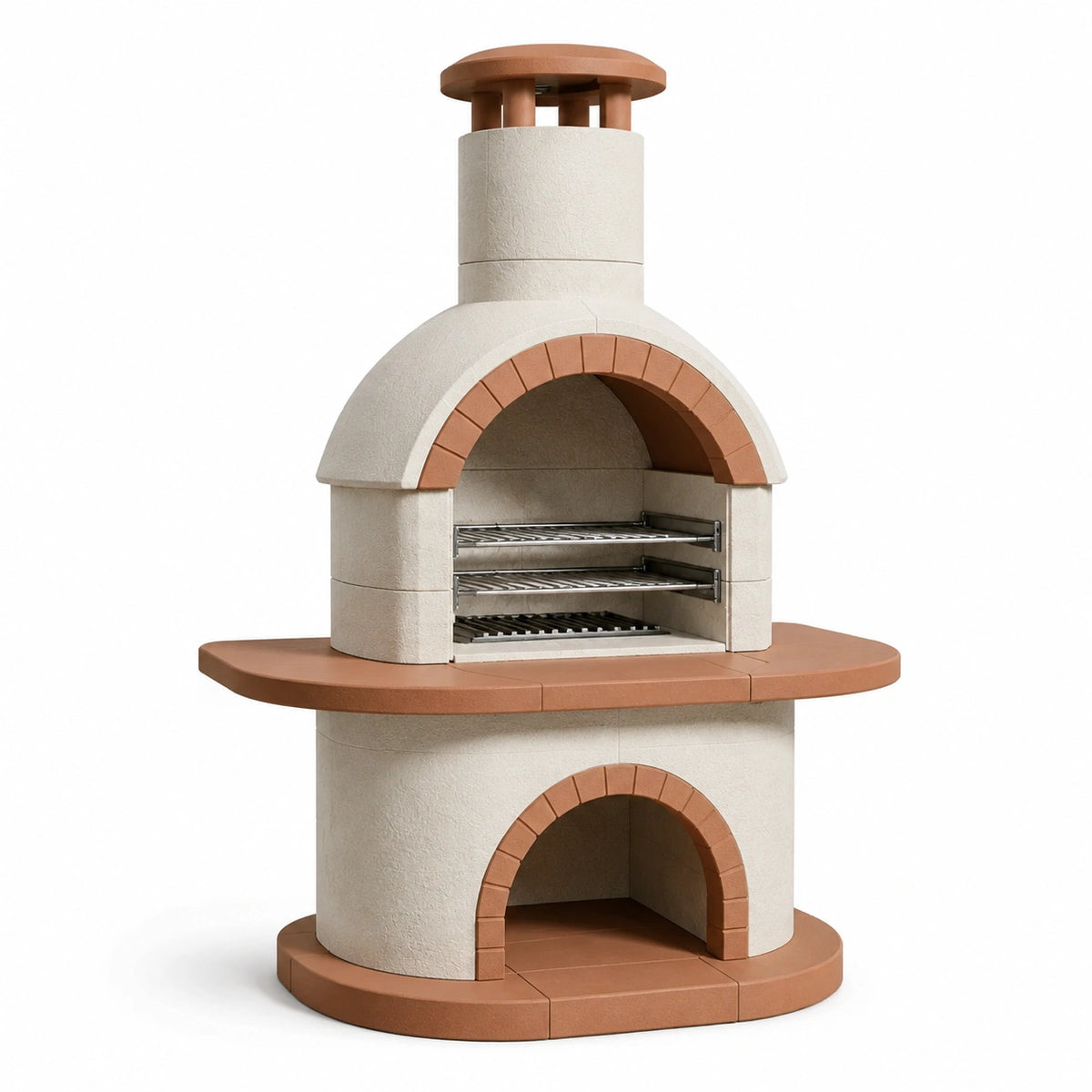 Barbecue in muratura da esterno in cemento refrattario e terracotta