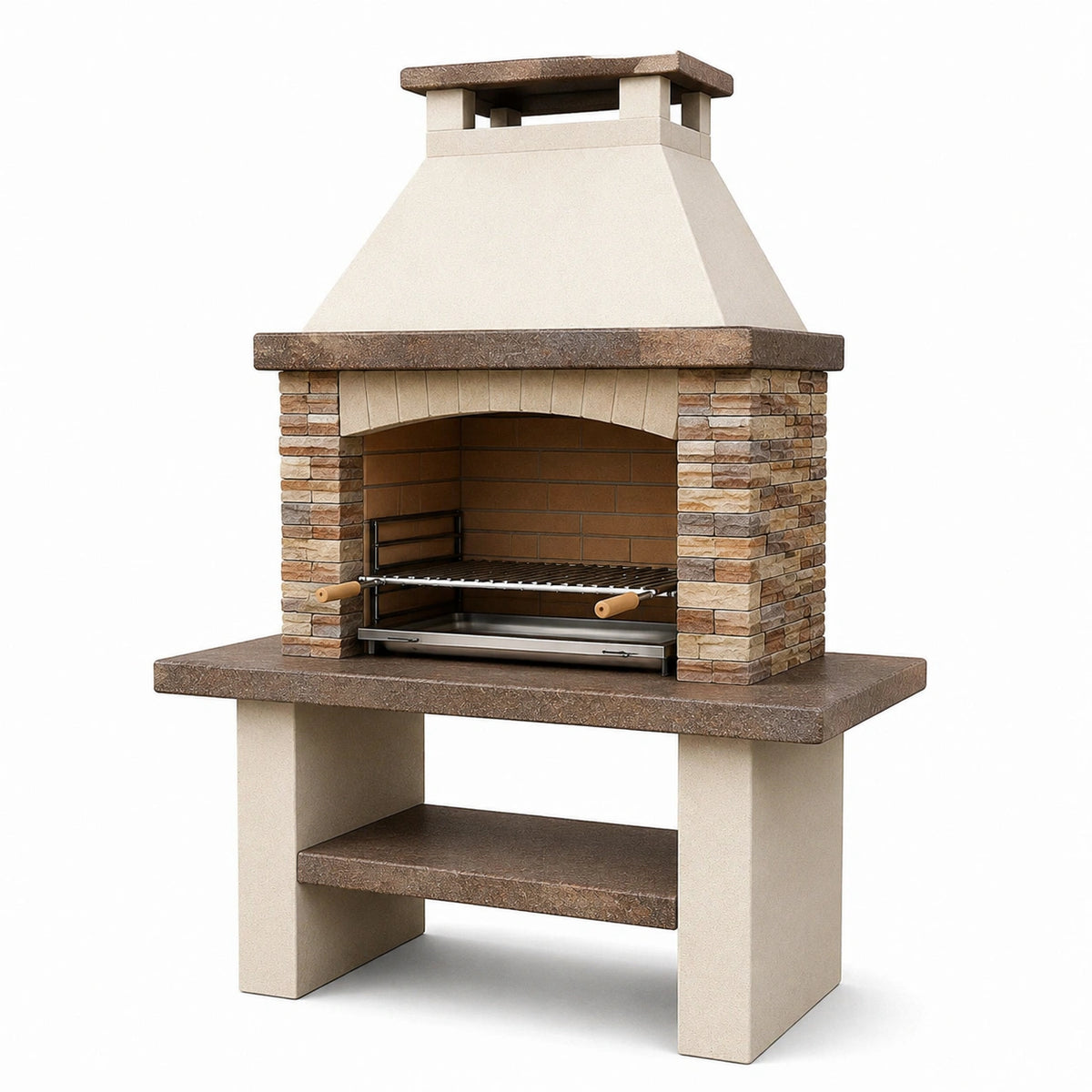 Barbecue da Giardino in Pietra e Metallo 100x110x200 cm