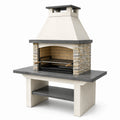 Griglia Barbecue in Cemento e Pietra con Acciaio Inox 150x75x200 cm