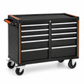 Carrello portautensili in metallo nero con cassetti e rotelle
