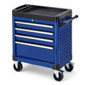 Carrello portautensili in metallo con 5 cassetti e ruote blu 77x46x85 cm
