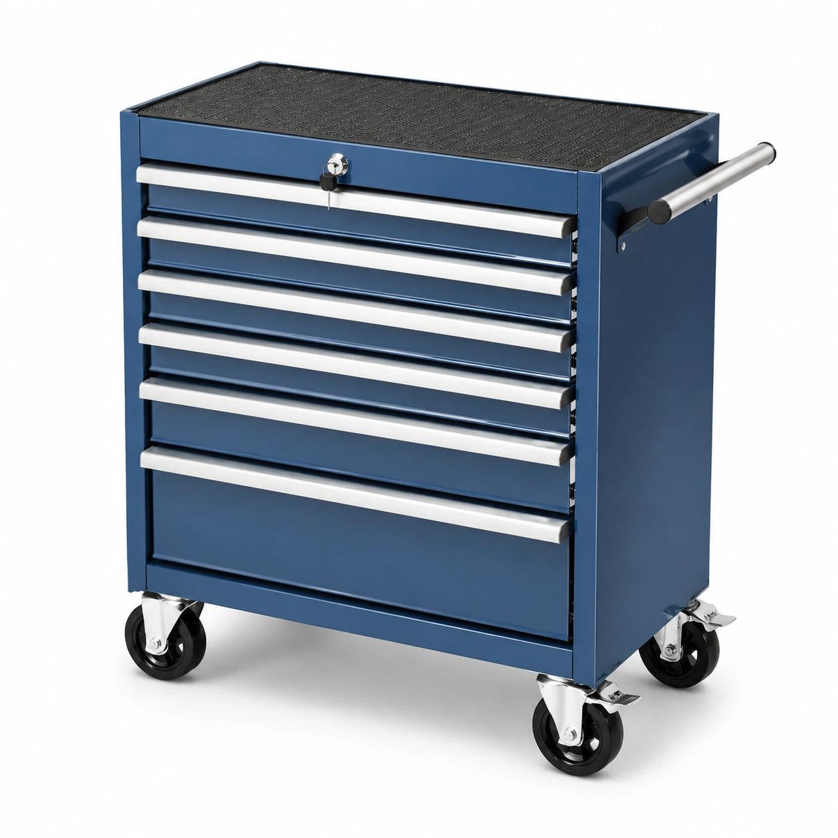 Carrello portautensili metallico blu con 7 cassetti