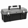 Cassetta degli attrezzi plastica nero e grigio con manico in alluminio 45cm