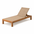 Lettino prendisole in legno di teak e fibra sintetica beige