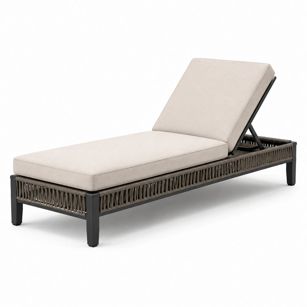 Lettino prendisole in alluminio e tessuto beige regolabile