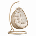 Poltrona sospesa in rattan con cuscino imbottito e supporto in metallo 195 cm