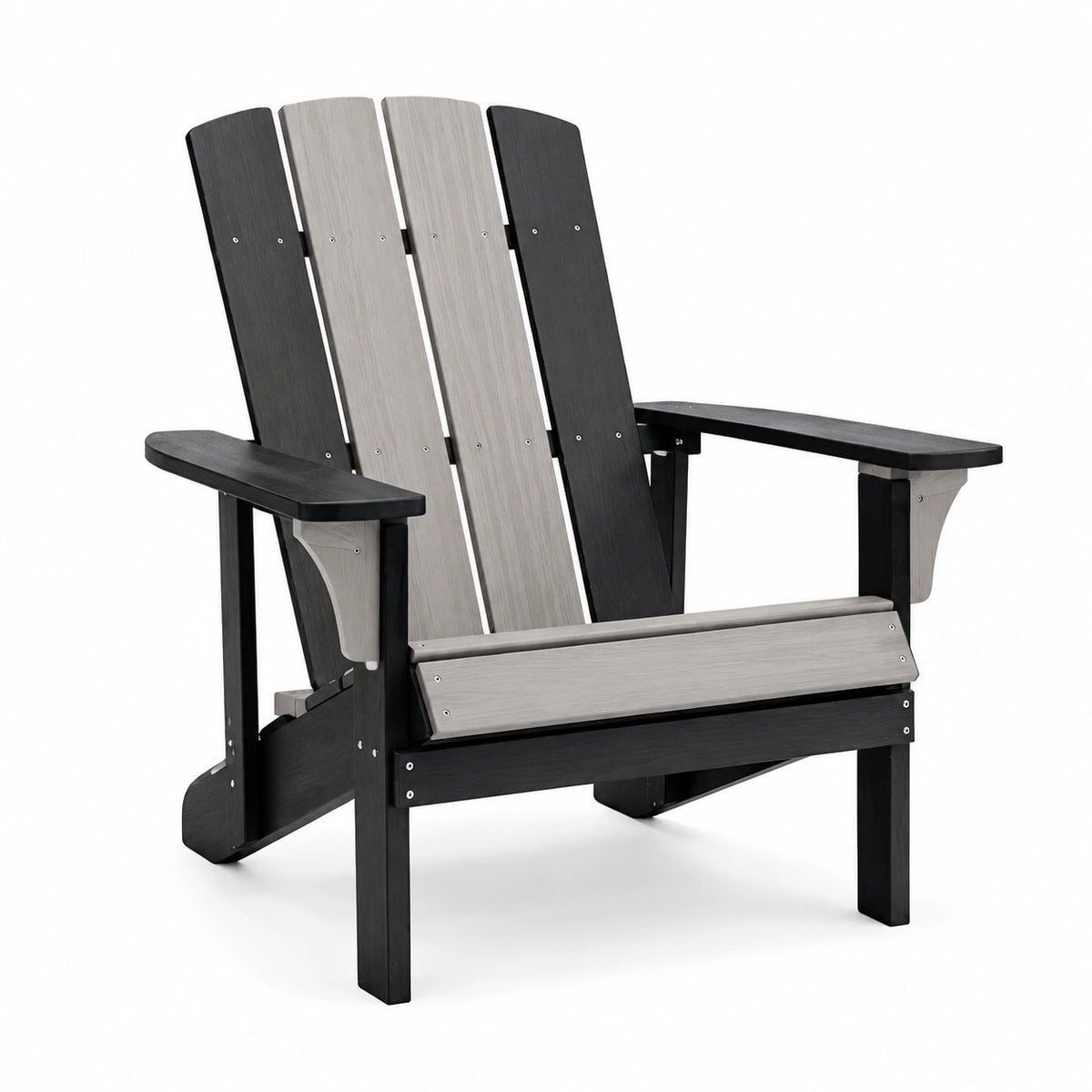 Sedia Adirondack da Esterno in Legno Composito Grigio e Nero