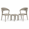 Set bistrot in polipropilene intrecciato beige da esterno 2 sedie 1 tavolino