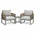 Set da giardino in metallo e rattan grigio con cuscini
